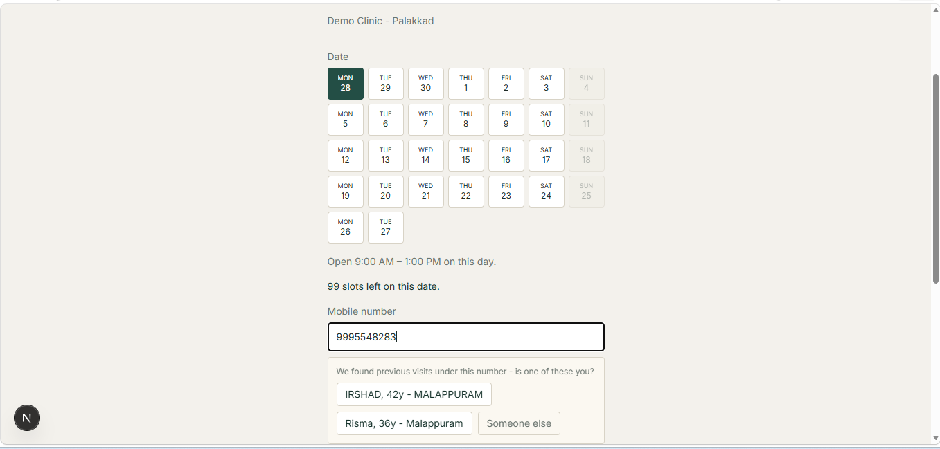 Simple booking for patients