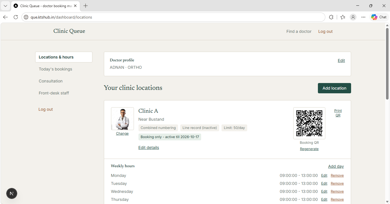 queue.ktshub.in doctor dashboard